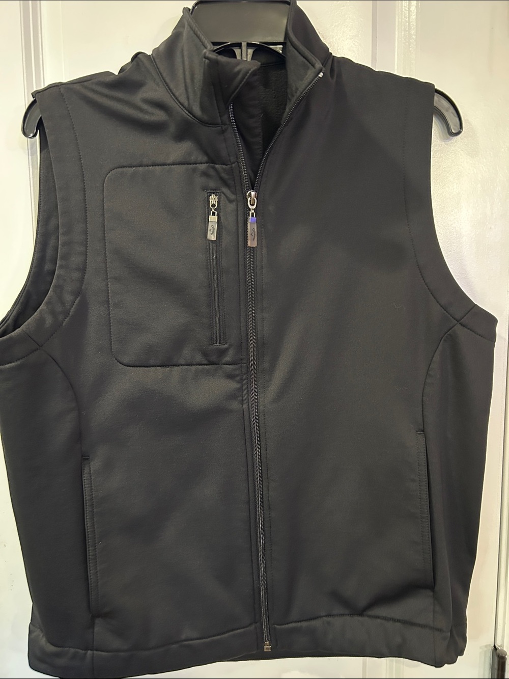 Callaway Black Softshell Vest with Zippered Chest Pocket and Stand Collar